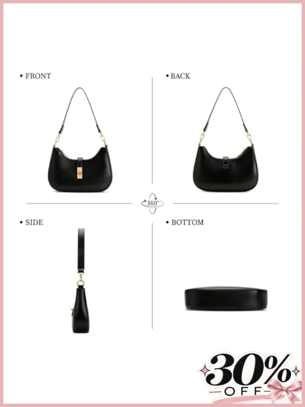 Hobo Shoulder Bag Faux Leather Crossbody Purse Convertible Chain Strap